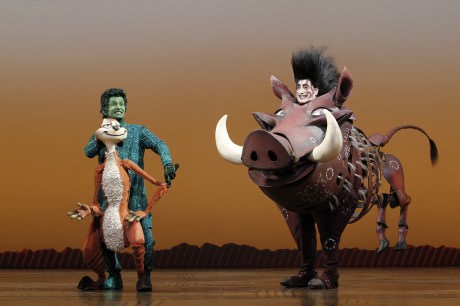 Timon (Nick Cordileone) and Pumbaa (Ben Lipitz). Photo by Joan Marcus.