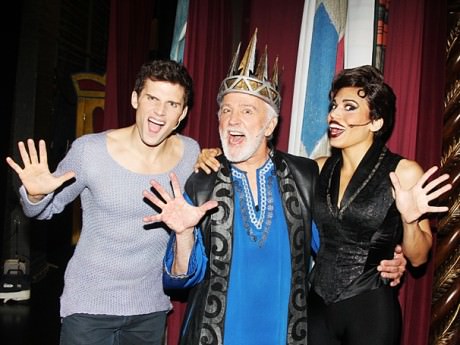 Kyle Dean Massey (Pippin), John Rubinstein (Chales) & Ciara Renee (Leading Player). Photo by Bruce Glikas.