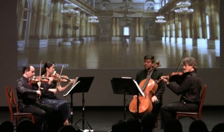 The National Chamber Ensemble: Leo Sushansky violin/artistic director, Najin Kim violin, Uri Wassertzug viola, and Sean Neidlinger cello. Photo courtesy of National Chamber Ensemble.