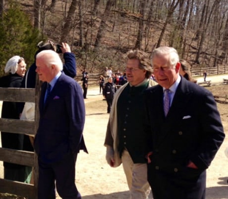 Prince Charles with Steve Bashore (center) and Curt Viebranz (left).