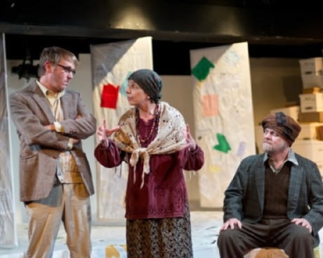 (L-R) Jonas David Grey (George), Lennie Magida (Alta), and Kevin Dykstra (Resten). Photo by Harvey Levine.