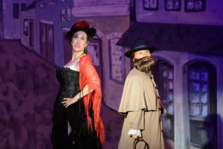 Maribeth Vogel (Princess Puffer) and Emily Lentz (Detective Dick Datchery). Photo by Alicia Harbaugh, Freckle Photography.