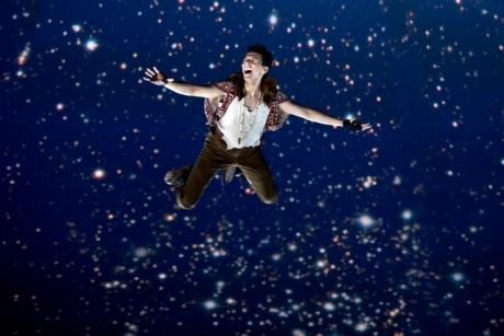 Dan Rosales takes flight as Peter Pan. Photo by Jeremy Daniel.
