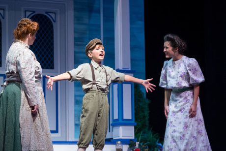 Gary Indiana”: Mrs. Paroo (Elizabeth Albert), Winthrop (Tyson Francis), and Marian (Mackenzie Norris). Photo by C.King Photography