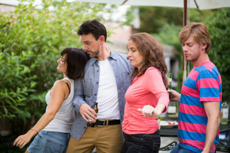 (L to R) Rachel Roth (Sharon), Greg Jericho (Ben), Beth Weber (Mary), and David Shoemaker (Kenny). Photo by Chris Hartlove.