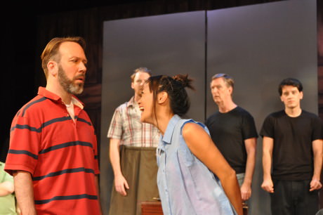 Lars Klores (Gordon Page), Michael Dobbyn (Jack Morris), Kat Sanchez (Susannah Huntsmen), Ted Culler (Richfield Hawksley), and Will MacLeod (Tyler Taylor). Photo by Matthew Randall, Allrand Photography.