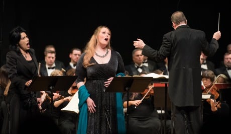 Vivica Genaux, Jessica Pratt, and Maestro Antony Walker. Photo by Don Lassell.