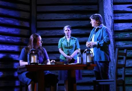 (L to R) Katie Hileman (Lorna), Erin Hanratty (Kylie), and Susan McCully (Agatha). Photo by Kiirstin Pagan.