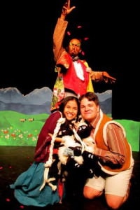 Wes Felton (Colas), Teresa Ferrara (Bastianna), and Brendan Sliger (Bastian). Photo by Maggie Modig.