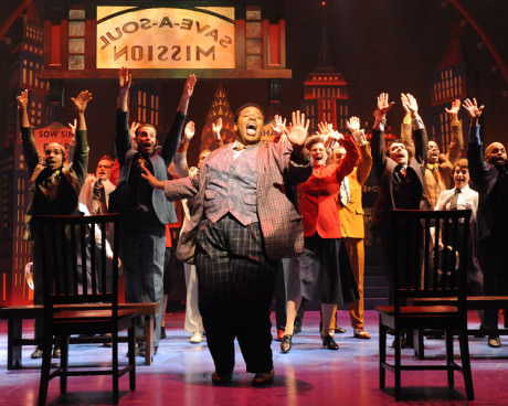Nicely-Nicely Johnson (Tobias Young) and the cast of ‘Guys and Dolls.’ Photo by Stan Barouh.