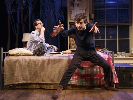 David Potters (Austin) and Timothee Chalamet (Jim Quinn). Photo by Joan Marcus.