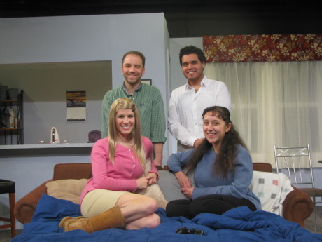 (Front row) Sarah Scott (Melody), Michaela Haber (Daphna). (Back Row) Jason Kanow (Liam) and Marlowe Vilchez (Jonah). Photo by Rob Kleinberg.