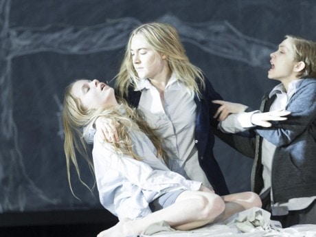 Elizabeth Teeter (Betty Parriss), Saoirse Ronan (Abigail Williams), and Tavi Gevinson (Mary Warren). Photo by Jan Versweyveld.