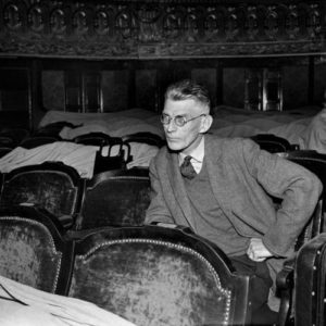 Samuel Beckett in a Paris theatre in 1961.