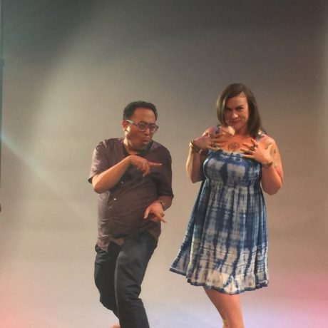 Leah Harris and Regie Cabico.