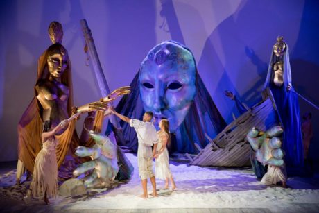 Avery Glymph (Ferdinand), Rachel Mewbron (Miranda) and the Ensemble of 'The Tempest.' Photo by Scott Suchman.