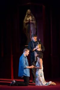 (Andrew Veenstra (Romeo), Ron Menzel (Friar Laurence), and Ayana Workman (Juliet). Photo by Scott Suchman.
