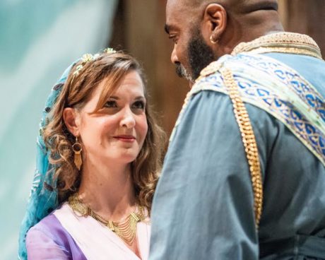 Young Desdemona (Diane Curley) has eloped with Othello, who is the mighty general of Venice’s army. Photo by Teresa Castracane.