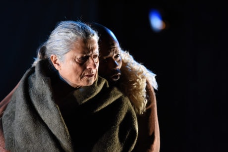 Janis Dardaris (as Mother Courage), Forrest McClendon (as The Cook). Photo by Shawn May.