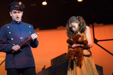 Teo Topa and Gabby Anifantis in Urinetown. Photo courtesy of Judy Licht.