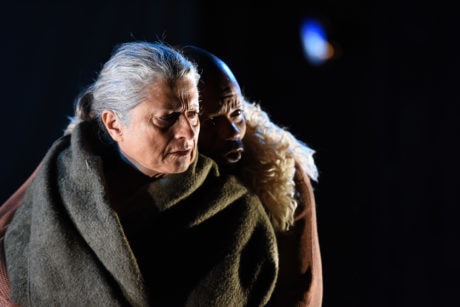 Janis Dardaris (as Mother Courage) and Forrest McClendon (as The Cook). Photo by Shawn May.