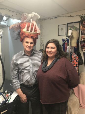 Wig Designer Dori Beau Seigneur with DCMTA writer (and wig model) David Siegel. Photo courtesy of Shakespeare Theatre Company.
