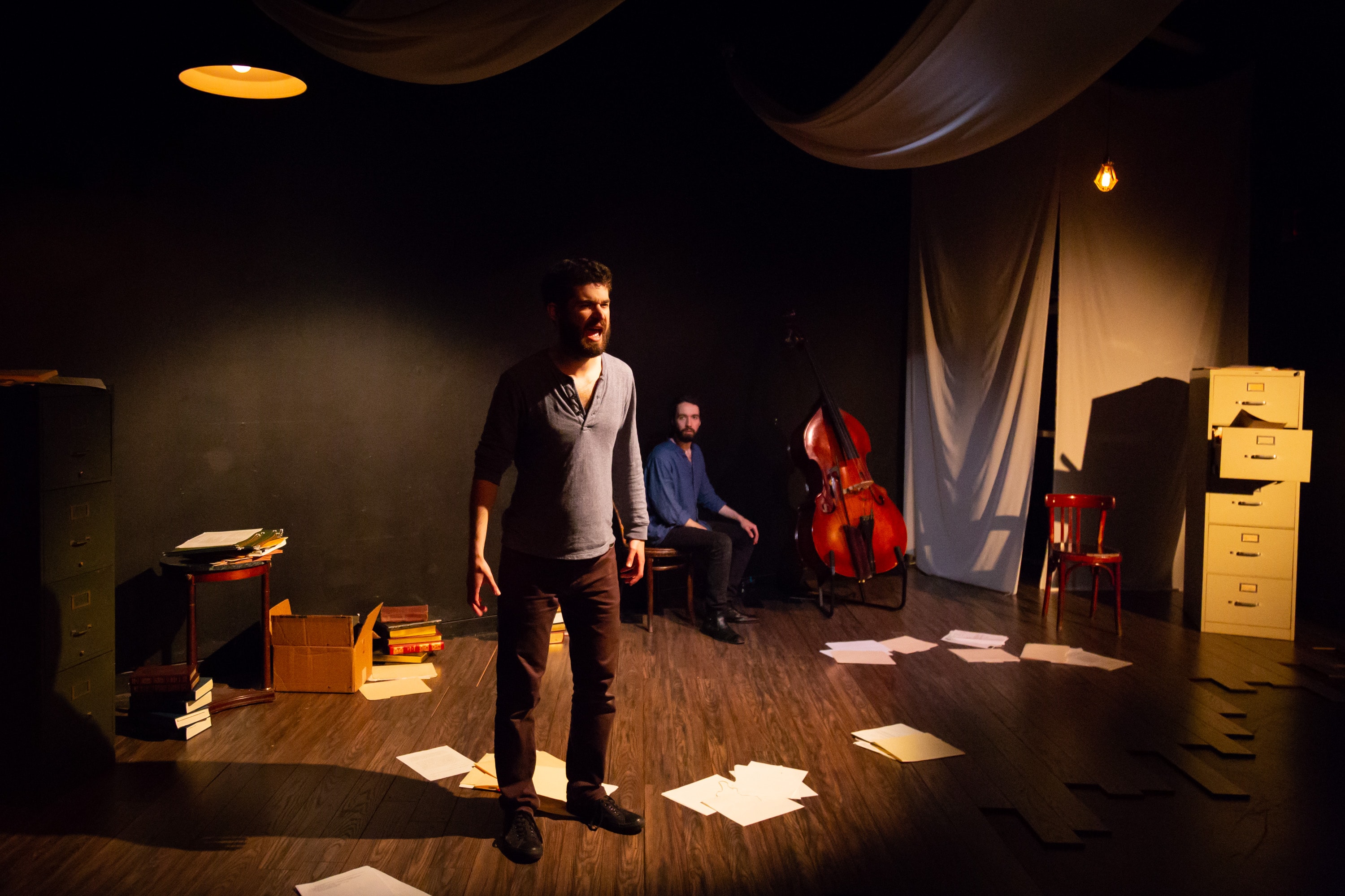 Iason Togias as the Poet and Matt Chilton as the Muse in An Iliad. Photo by Ryan Maxwell.