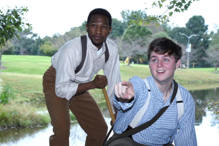 Garvey Dobbins (Jim) and Jeffrey Samuel Trent, Jr. (Huck) in Big River at George Mason University. Photo credit: R Kelberg.