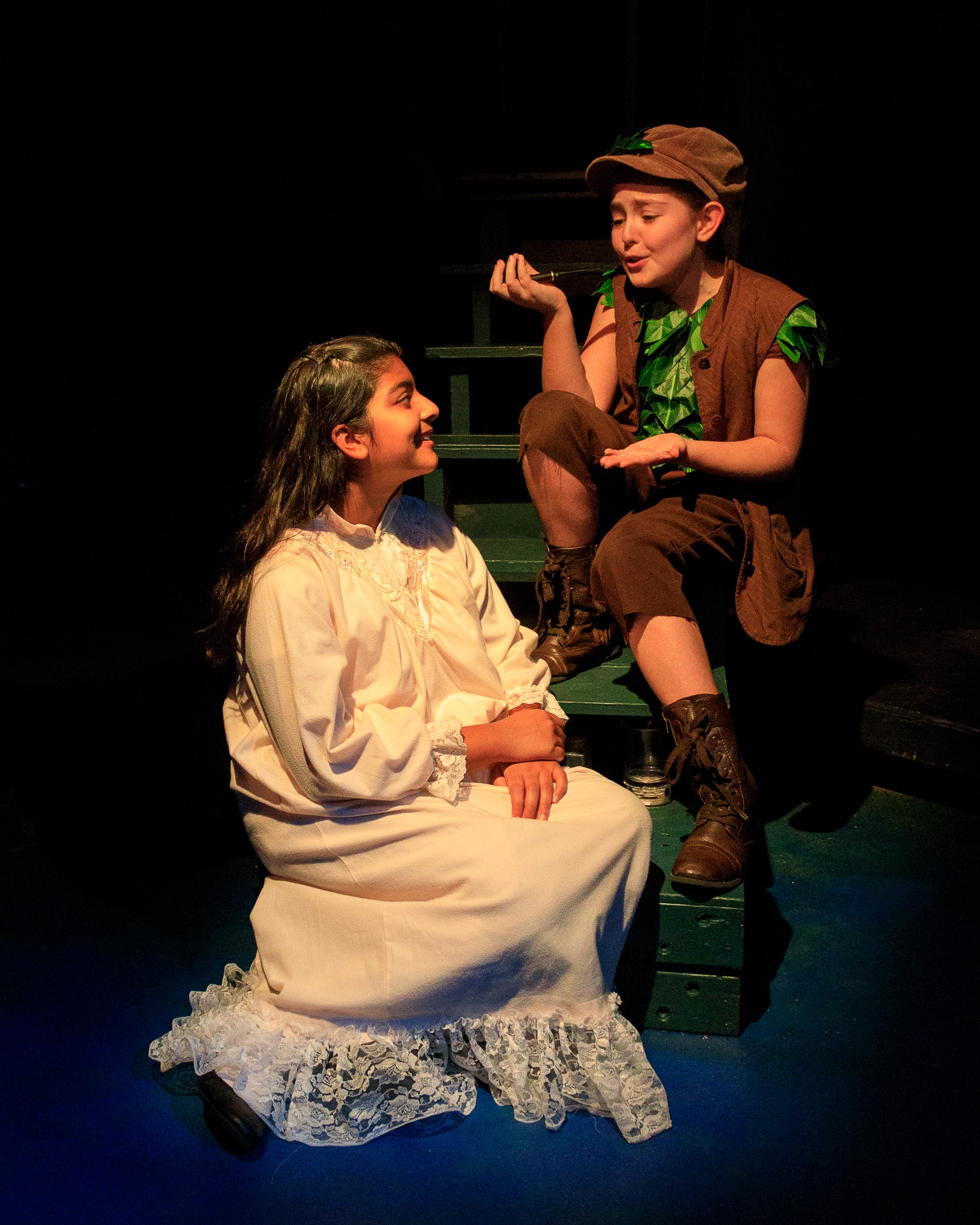 Aashna Kapur as Wendy and Gabriela Simmons Robles as Peter Pan. Photo Credit: Keith Waters/Kx Photography.