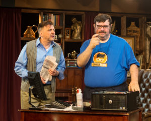 Mickey MacIntyre as Frank Merrick and Michael Abendshein as Josh Watson in The (curious case of the) Watson Intelligence. Photo by Harvey Levine.