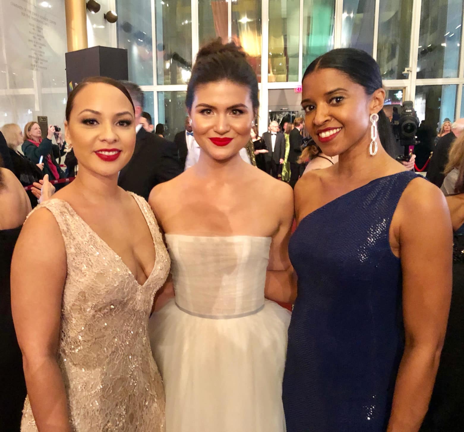 Jasmine Cephas Jones, Philipa Soo, and Renee Elise Goldsberry, Hamilton's original Schuyler Sisters, at the 41st Kennedy Center Honors. Photo by Nicole Hertvik.