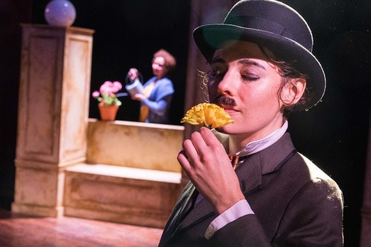 L-R: Sharalys Silva (The Blind Woman) and Kerry McGee (The Tramp) in Visions of Love by Pointless Theatre Company. Photo by DJ Corey Photography.