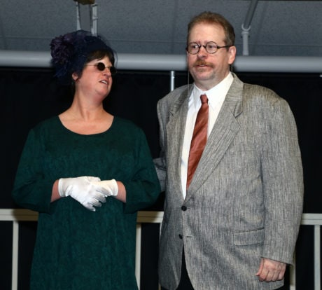 Courtney Ritz and Jeff Pattison (Lord and Lady Middlewick) in 'Leave it to Psmith.' Photo by Eliot Malumuth.