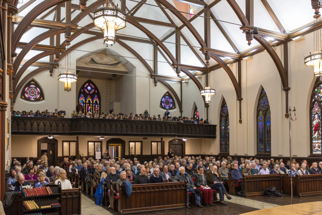 Audience members enjoying a lunchtime performance by the Washington Bach Consort. Photo by Kate Wichlinski.