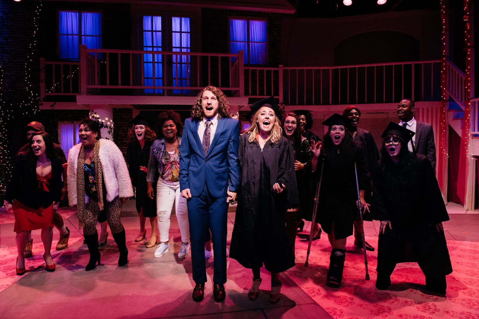 Noah Israel & Gabriella DeLuca (front) with the cast of 'Legally Blonde' at the Keegan Theatre. Photo by Cameron Whitman.