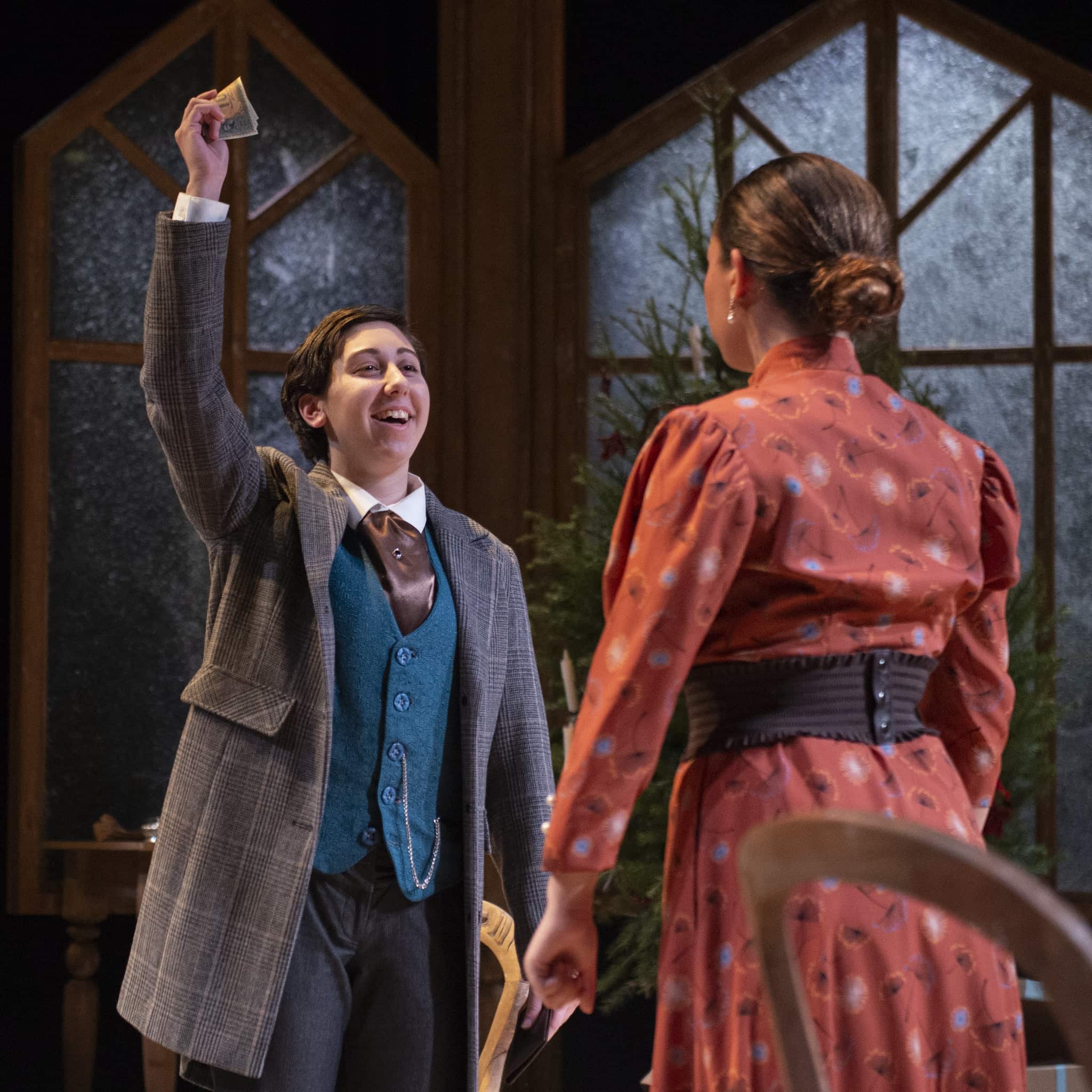 Beth Rendely as Torvald and Des'ree Brown as Nora in 'A Doll House' at the University of Maryland School of Theatre, Dance, and Performance Studies at the Clarice Smith Performing Arts Center. Photo by David Andrews.